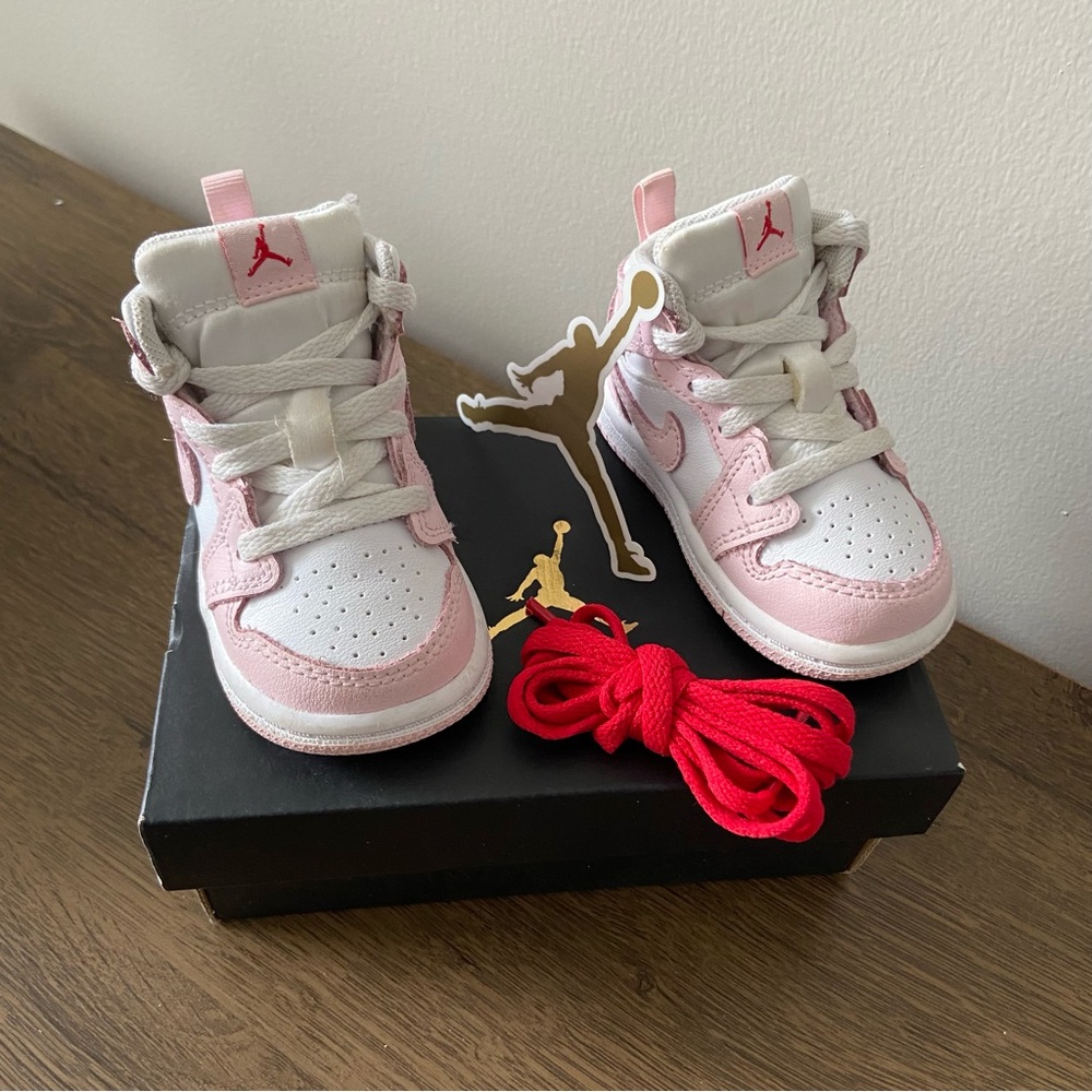 Jordans Pink and White Toddler Sneakers